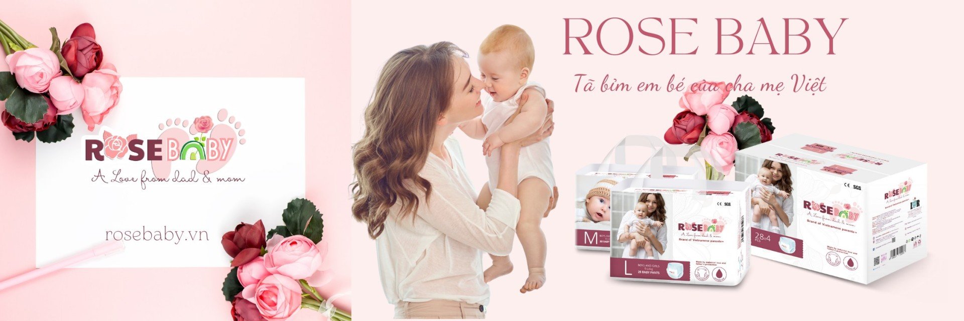 Tã dán ROSE BABY size L 1 slider bim rosebaby